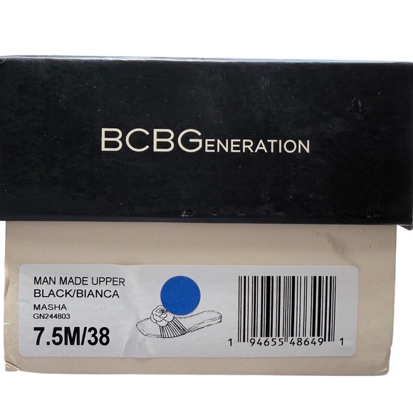 NIB BCBGGeneration Masha Black Flower Applique Slide Sandals Women's 7.5M - Picture 2 of 16